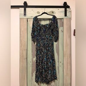 Free people 3/4 length navy dress